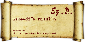 Szpevák Milán névjegykártya